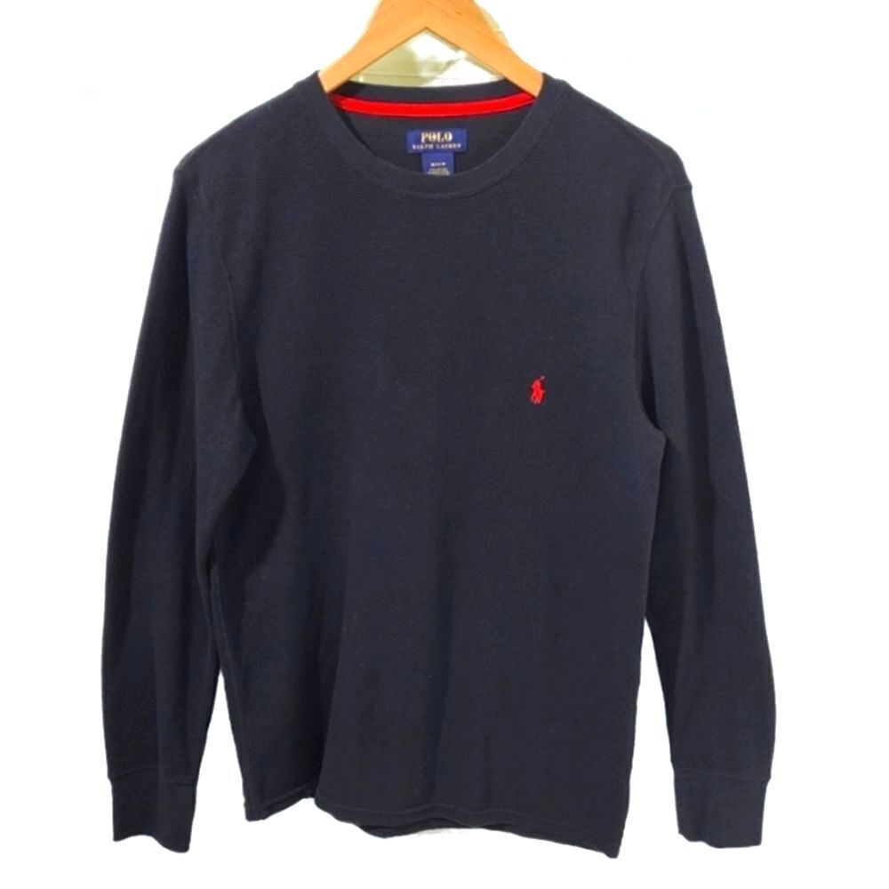 POLO RALPH LAUREN Waffle Texture Shirt Navy Blue Men's Medium